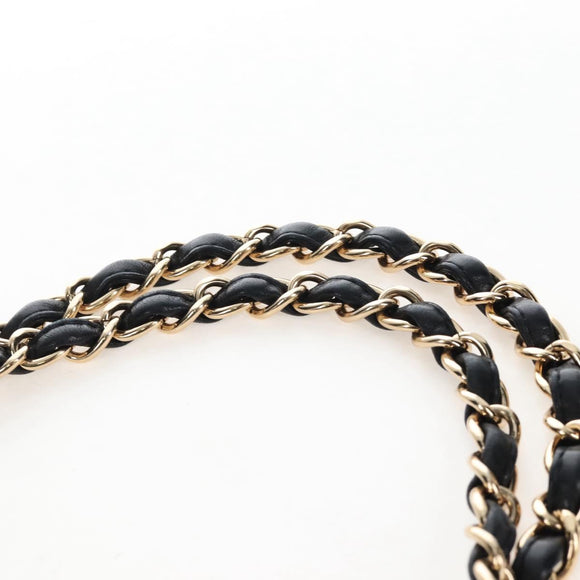 CHANEL Big Matelasse32 Chain Bag Lamb Skin Black Gold CC Auth BA15880SAM