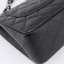 CHANEL Big Matelasse30 Chain Bag Lamb Skin Black Silver CC Auth BA15881SAM-17