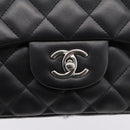 CHANEL Big Matelasse30 Chain Bag Lamb Skin Black Silver CC Auth BA15881SAM-18