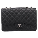 CHANEL Big Matelasse30 Chain Bag Lamb Skin Black Silver CC Auth BA15881SAM-13