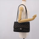 CHANEL Big Matelasse30 Chain Bag Lamb Skin Black Silver CC Auth BA15881SAM-27