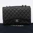 CHANEL Big Matelasse30 Chain Bag Lamb Skin Black Silver CC Auth BA15881SAM-12