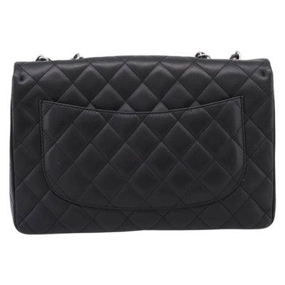 CHANEL Big Matelasse30 Chain Bag Lamb Skin Black Silver CC Auth BA15881SAM - 0