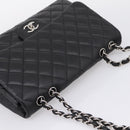 CHANEL Big Matelasse30 Chain Bag Lamb Skin Black Silver CC Auth BA15881SAM-6