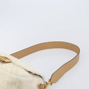 FENDI Zucca Canvas Mamma Baguette Shoulder Bag Fur 2way White Gold Auth BA15885M-10