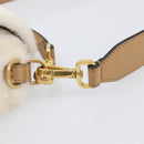 FENDI Zucca Canvas Mamma Baguette Shoulder Bag Fur 2way White Gold Auth BA15885M-11