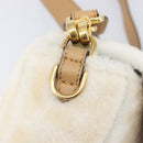 FENDI Zucca Canvas Mamma Baguette Shoulder Bag Fur 2way White Gold Auth BA15885M-19