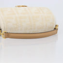 FENDI Zucca Canvas Mamma Baguette Shoulder Bag Fur 2way White Gold Auth BA15885M-7