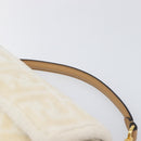 FENDI Zucca Canvas Mamma Baguette Shoulder Bag Fur 2way White Gold Auth BA15885M-8