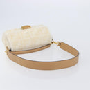 FENDI Zucca Canvas Mamma Baguette Shoulder Bag Fur 2way White Gold Auth BA15885M-9