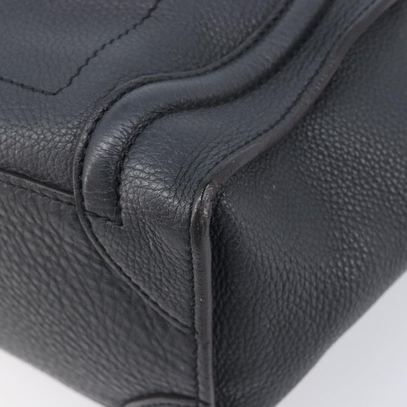 CELINE Luggage Nano Hand Bag Leather Gray Gold Auth BA15888V
