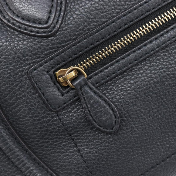 CELINE Luggage Nano Hand Bag Leather Gray Gold Auth BA15888V