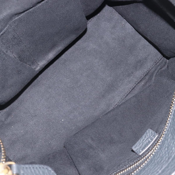 CELINE Luggage Nano Hand Bag Leather Gray Gold Auth BA15888V