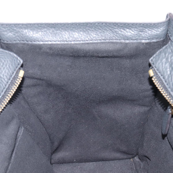 CELINE Luggage Nano Hand Bag Leather Gray Gold Auth BA15888V