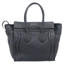 CELINE Luggage Nano Hand Bag Leather Gray Gold Auth BA15888V-2