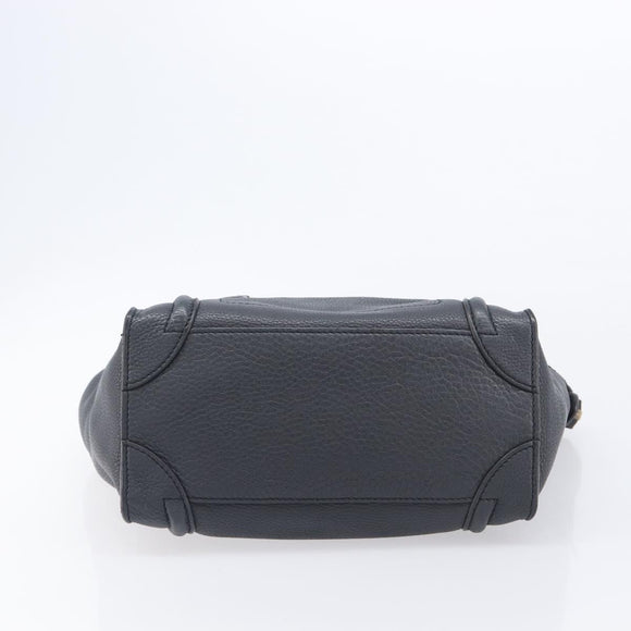CELINE Luggage Nano Hand Bag Leather Gray Gold Auth BA15888V
