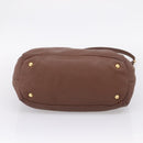 PRADA Hand Bag Vittero Dino Leather 2way Brown Gold Auth BA15889V-5