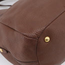 PRADA Hand Bag Vittero Dino Leather 2way Brown Gold Auth BA15889V-20