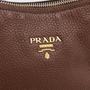 PRADA Hand Bag Vittero Dino Leather 2way Brown Gold Auth BA15889V-21