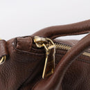 PRADA Hand Bag Vittero Dino Leather 2way Brown Gold Auth BA15889V-22