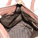 PRADA Hand Bag Vittero Dino Leather 2way Brown Gold Auth BA15889V-25