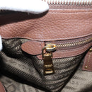 PRADA Hand Bag Vittero Dino Leather 2way Brown Gold Auth BA15889V-26