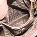 PRADA Hand Bag Vittero Dino Leather 2way Brown Gold Auth BA15889V-27