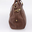 PRADA Hand Bag Vittero Dino Leather 2way Brown Gold Auth BA15889V-3