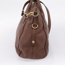 PRADA Hand Bag Vittero Dino Leather 2way Brown Gold Auth BA15889V-4