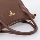 PRADA Hand Bag Vittero Dino Leather 2way Brown Gold Auth BA15889V-7