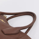 PRADA Hand Bag Vittero Dino Leather 2way Brown Gold Auth BA15889V-14