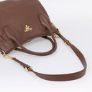 PRADA Hand Bag Vittero Dino Leather 2way Brown Gold Auth BA15889V-9