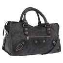 Balenciaga The Giant Part Time Bag Leather 2way Gray Silver 173082 Auth BA15890A-1