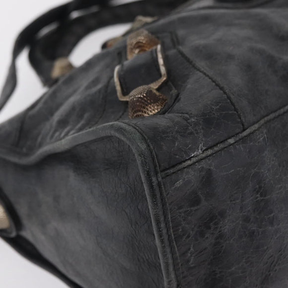 Balenciaga The Giant Part Time Bag Leather 2way Gray Silver 173082 Auth BA15890A