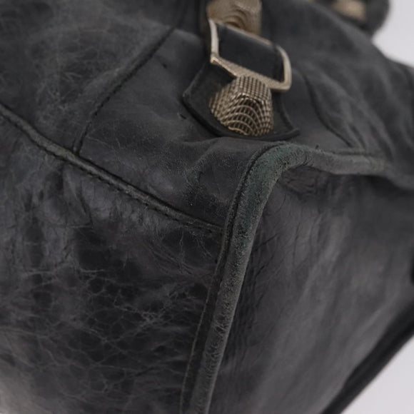 Balenciaga The Giant Part Time Bag Leather 2way Gray Silver 173082 Auth BA15890A