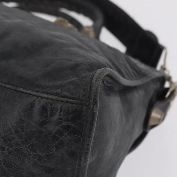Balenciaga The Giant Part Time Bag Leather 2way Gray Silver 173082 Auth BA15890A