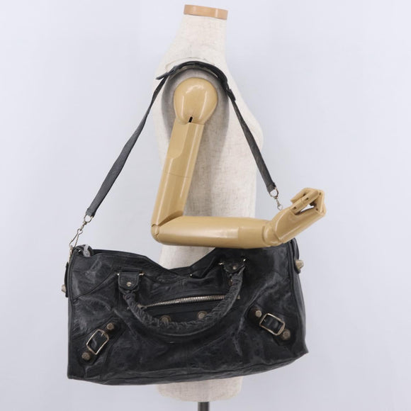 Balenciaga The Giant Part Time Bag Leather 2way Gray Silver 173082 Auth BA15890A