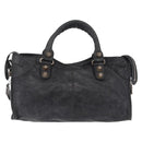 Balenciaga The Giant Part Time Bag Leather 2way Gray Silver 173082 Auth BA15890A-3