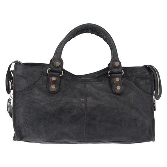 Balenciaga The Giant Part Time Bag Leather 2way Gray Silver 173082 Auth BA15890A