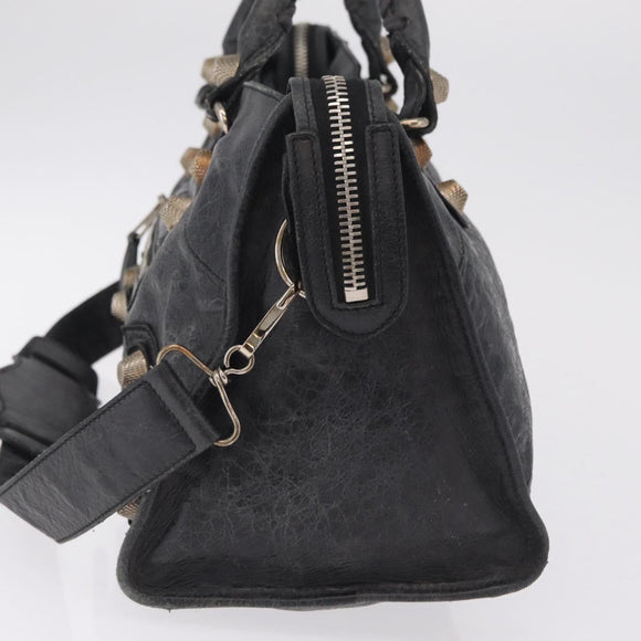 Balenciaga The Giant Part Time Bag Leather 2way Gray Silver 173082 Auth BA15890A