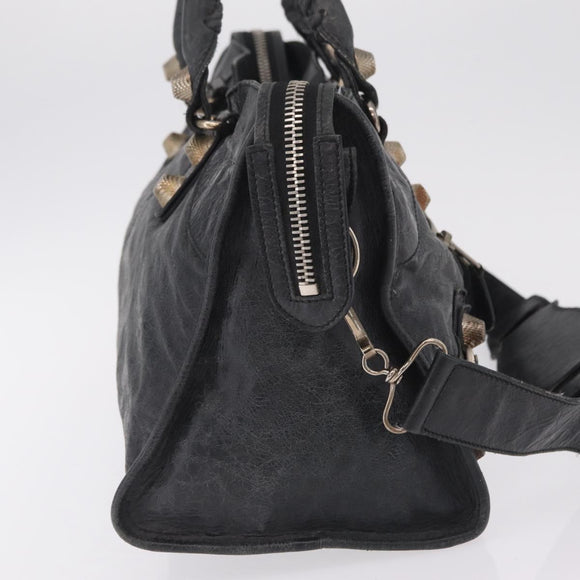 Balenciaga The Giant Part Time Bag Leather 2way Gray Silver 173082 Auth BA15890A