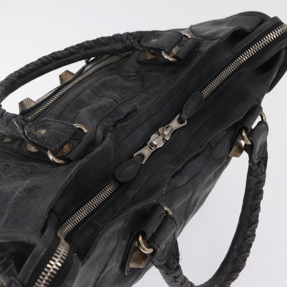 Balenciaga The Giant Part Time Bag Leather 2way Gray Silver 173082 Auth BA15890A