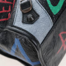 Balenciaga The City Graffiti Hand Bag Leather 2way Black 505550 Auth BA15893SAM-10