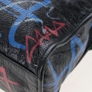 Balenciaga The City Graffiti Hand Bag Leather 2way Black 505550 Auth BA15893SAM-13