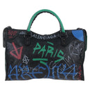 Balenciaga The City Graffiti Hand Bag Leather 2way Black 505550 Auth BA15893SAM-3