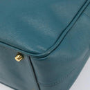 PRADA Galleria Hand Bag Saffiano leather Green Gold Auth BA15894V-15