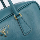 PRADA Galleria Hand Bag Saffiano leather Green Gold Auth BA15894V-20