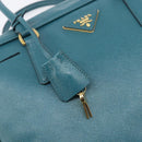 PRADA Galleria Hand Bag Saffiano leather Green Gold Auth BA15894V-8
