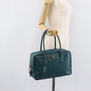 PRADA Galleria Hand Bag Saffiano leather Green Gold Auth BA15894V-30
