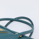 PRADA Galleria Hand Bag Saffiano leather Green Gold Auth BA15894V-14